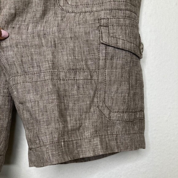 CAbi Women's 100% Linen Bermuda Shorts Size 4 Cargo Style Taupe Color - Picture 5 of 11